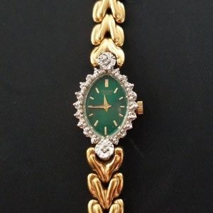 Vintage Pulsar Emerald Green Crystal Dress Watch